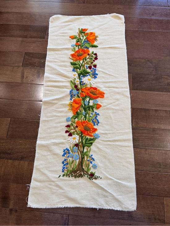Other - Crewel Floral Bloom Embroidery Handmade